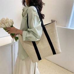 Shein Summer Seaside Beach Vacation Casual Straw Bag - Beige