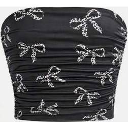 Shein Tween Girls Minimalistic Pattern Comfortable Ruched Elastic Fitted Tube Top