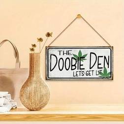 Shein Vintage Wooden Doobie Den Sign 1pc Wall Decor