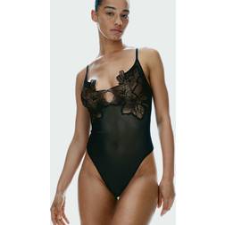 H&M Broderad Stringbody - Svart