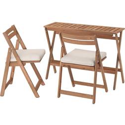 IKEA Bord Och 2 Klappstolar Utomhus Fällbart Ljusbrunlaserad 108x37 cm Caféset