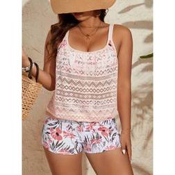Shein Plus Size Floral Print Tankini Swimsuit - Boho