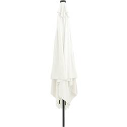 vidaXL Fyrkantigt Trädgårdsparasol med LED-lampor 295x245 cm Sandvit