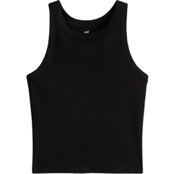 H&M Ribbed Cotton Vest Top - Black (1277134002)