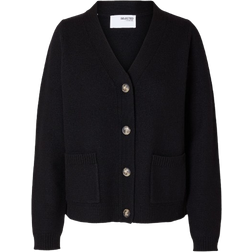 Selected Femme Ana Long Sleeve Knit Cardigan - Black