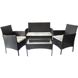 Bigzzia 4-pcs Outdoor Lounge Set, 1 Table incl. 2 Chairs & 1 Sofas