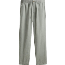 H&M Regular Fit Linen-Blend Trousers - Sage Green