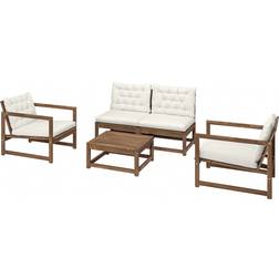 IKEA Nämmarö 4-Sits Möbelgrupp Utomhus Ljusbrunlaserad Kuddarna Gråbeige Loungeset