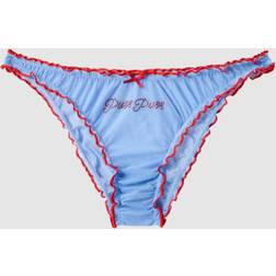 Understatement Mesh Ruffle Bikini Briefs - Light Blue/Fiery Red