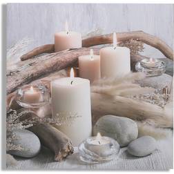 Art for the Home Candles LED Beige Wall Decor 60x60cm