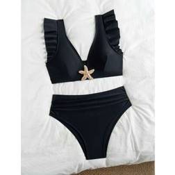 Shein Women's Starfish Decor Fashionable Slimming Sexy Resort Swimsuit Bikini Set