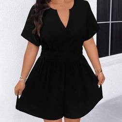 Shein Große Größen Kurzer Jumpsuit V-Ausschnitt - Damen