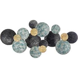 Homcom 3D Art Modern Circle Blue/Black/Gold Wall Decor 133x66cm