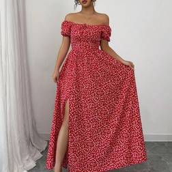 Rafferiza Damen Urlaubs Romantisches Elegantes Kleid Mit Rüschen - Geraffter Taille