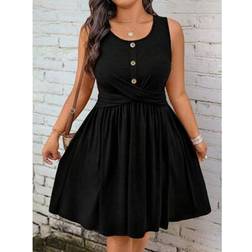 Shein Plus Size Women Twist Design Sleeveless Casual Dress