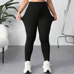 Shein Plus Size Solid Color Elastic High Waist Leggings