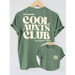 Shein Tanten Club Slogan Grafik Lässiges Rundhals Kurzarm Damen T-Shirt