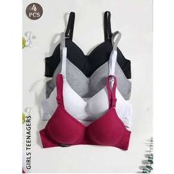 Shein Girls Teenager Ribbed Triangle Cup Bra - Comfortable/Breathable