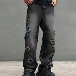 Shein Herren Jeans Mit Tasche 5-Zackigem Sternflicken - Weite Passform