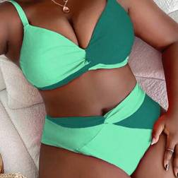 Shein Farbblockdesign Mit Twist Bikini Badeanzug Set - Große