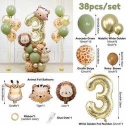 Shein Animal Foil Balloon Set 38pcs Lion Giraffe Tiger Shape