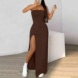 Shein Damen Trägerloses Rückenfreies Kleid Mit Schlitz - Elegantes Design