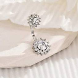 Shein Colored Zirconia Sunflower Stainless Steel Belly Button Ring - Low Sensitivity