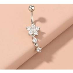 Shein Stainless Steel Natural Shell Teardrop Navel Piercing - Plum Blossom