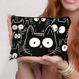 Shein Funny Cats Pattern Cosmetic Bag - Women
