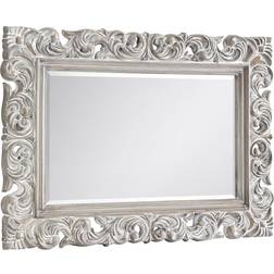 Julian Bowen Baroque Distressed Antique White Wall Mirror 113x81.5cm