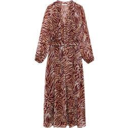 Mango Colombia Printed Long Dress - Maroon