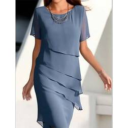 Shein Sommer Neu Ankunft Damen Elegantes Lässig Chiffon Kleid - Einfarbig