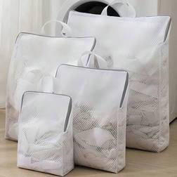 Shein Laundry Wash Bag With Handle And Honeycomb Mesh - White