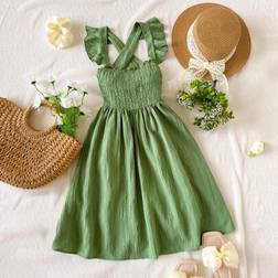 Shein Tween Girl Casual Elegant Collegiate Dress - Green