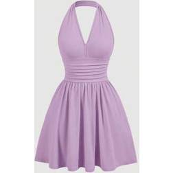 Shein Sommerkleid Mit Einfarbigem Träger-Ausschnitt - Rückenfrei