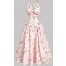 Shein Damen Blume Muster Krawattenband Gerafftes Schleife Dekor - Rosa