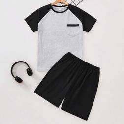 Shein Casual Pajama Set For Teens Drop Shoulder