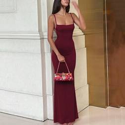 Shein Women Solid Slit Bodycon Backless Sexy Elegant Dress Night Out - Summer