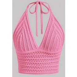 Shein Neck Tie Waist Soft Knit Beach/Music Festival Top - Women