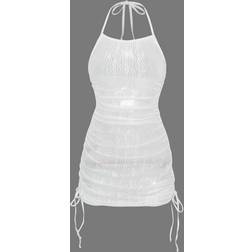 Shein Summer Beach Drawstring Side Halter Cover Up Dress