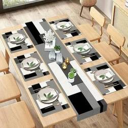 Shein Set Of 6 Daily Table Placemats And 1 Daily Table Runner Place Mat Grey