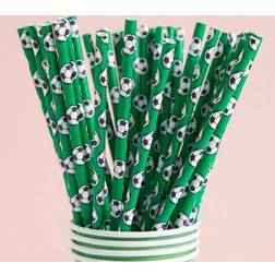 Shein Green Soccer Football Design Paper Straws 10/25/50/100 Pcs