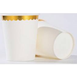 Shein 9oz White Gold Floral Rim Disposable Paper Cups
