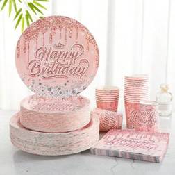 Shein Pink Rhinestone Disposable Plates 7/9 Inch