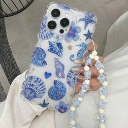 Shein Braided Wave Edge Anti-Drop Soft Case with Beaded Bracelet for iPhone 12/14 Multicolour
