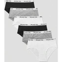 Shein Tween Girls Minimalist Comfort Letter Elastic Breathable Soft Cotton Briefs - 6pcs