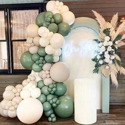 Shein Retro Green Beige Balloons Arch Garland Kit 145pcs