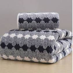 Shein Polyester Striped 3 Pcs Coral Fleece Bath Towel