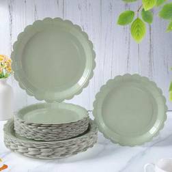 Shein Sage Green Floral Print Disposable Paper Plates 7/9 Inch