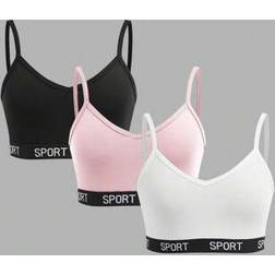 Shein Minimalist Letter Elastic Camisole & Underwear Set - Girl
